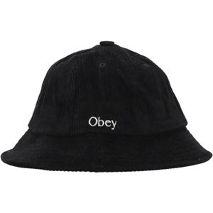 Obey, Zwarte Cord Bucket Hat Streetwear Zwart, Heren, Maat:ONE Size