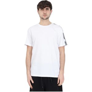 Moschino, Tops, Heren, Wit, L, Katoen, Minimalistisch Logo Print T-shirt voor Heren