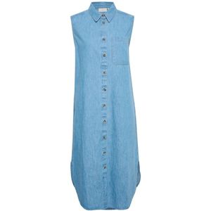 Kaffe, Kleedjes, Dames, Blauw, M, Midi Jurk Medium Blue Chambray