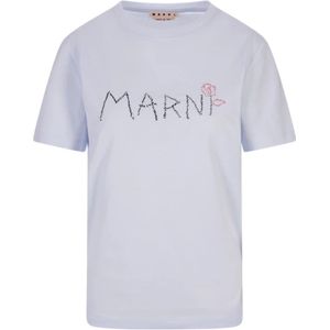 Marni, Tops, Dames, Blauw, S, Katoen, T-Shirts