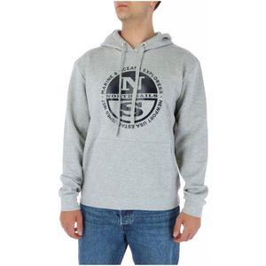 North Sails, Grijze Bedrukte Sweatshirt met Lange Mouwen Grijs, Heren, Maat:M