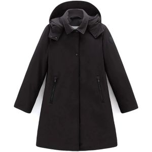 Woolrich, Dames Firth donzen trenchcoat met capuchon Zwart, Dames, Maat:L