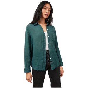 Rails, Lichtgewicht biologisch katoenen blouse met borstzak Groen, Dames, Maat:XS