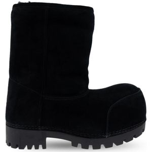 Balenciaga, Schoenen, Dames, Zwart, 41 EU, Leer, Alaska Bont Lage Sneeuwlaarzen