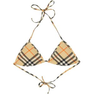 Burberry, Badkleding, Dames, Veelkleurig, L, Nylon, Ruitjesprint Triangel Bikini Top