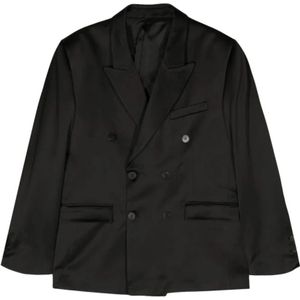 Ernest W. Baker, Zwarte Double Breasted Blazer Zwart, Heren, Maat:L