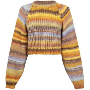 Jane Lushka, Kleurrijke Crop Pullover Geel, Dames, Maat:XL