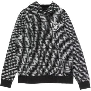 New Era, Sweatshirts & Hoodies, Heren, Grijs, M, Nfl overal over print hoody oakrai capuchon sweatshirt