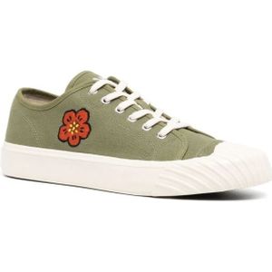 Kenzo, Schoenen, Heren, Groen, 40 EU, Katoen, Groene Bloemen Lage Sneakers