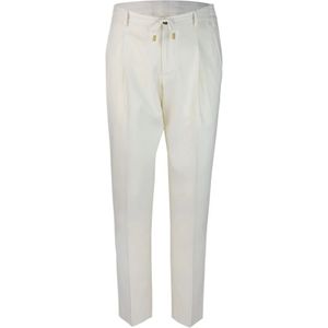 Lubiam, Broeken, Heren, Wit, 2Xl, Katoen, Witte Chino Broek met Elastische Taille