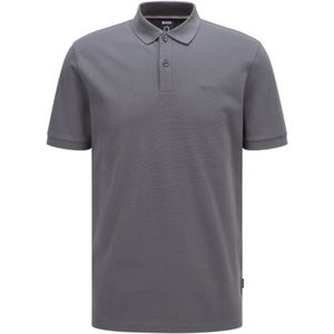 Hugo Boss, Tops, Heren, Grijs, 4Xl, Katoen, Biologisch Katoen Geborduurd Logo Polo Grijs