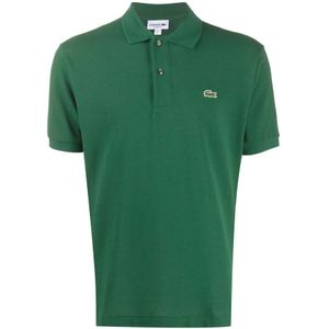 Lacoste, Groen Katoenen Logo Patch Polo Shirt Groen, Heren, Maat:S