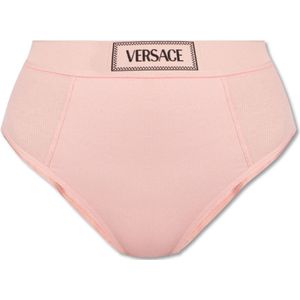 Versace, Ondergoed, Dames, Roze, M, Leer, Hoog getailleerde slips