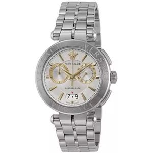 Versace, Chronograaf Herenhorloge Zilver Quartz Grijs, Heren, Maat:ONE Size