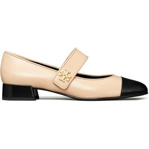 Tory Burch, Schoenen, Dames, Roze, 39 EU, Leer, Roze Platte Schoenen met Decoratieve Knoop