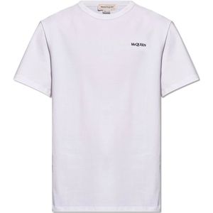 Alexander McQueen, Tops, Heren, Wit, M, Katoen, T-shirt met logo