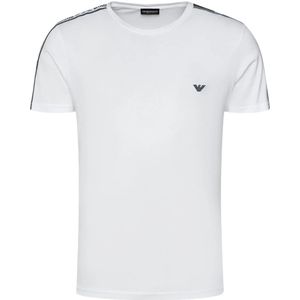 Emporio Armani, Tops, Heren, Wit, M, Slim Fit Gebreid T-Shirt