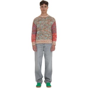 Roberto Collina, Truien, Heren, Veelkleurig, L, Multi Colour Sweaters Ambachtelijke Over Fit