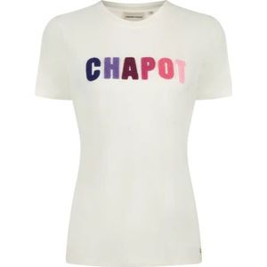 Fabienne Chapot, Tops, Dames, Wit, M, Geborduurde Ronde Hals Terry T-shirt