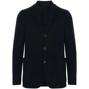 Peserico, Navy Blauwe Katoenen Blazer Blauw, Heren, Maat:2XL