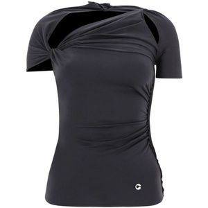 Coperni, Asymmetrische Gedrapeerde Tops Zwart, Dames, Maat:XS