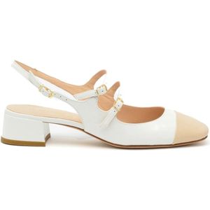 Status, Schoenen, Dames, Wit, 38 1/2 EU, Witte Lak Slingback Schoenen