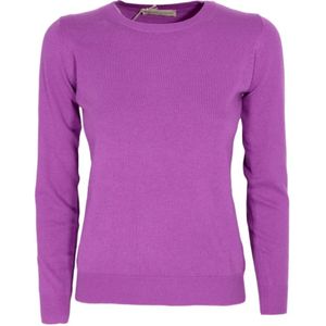 Cashmere Company, Paarse Cashmere en Wol Crewneck Trui Gemaakt in Italië Paars, Dames, Maat:M