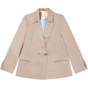 Munthe, Elegante Gestreepte Blazer met Knoopsluiting Beige, Dames, Maat:L