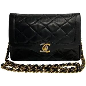 Chanel Vintage, Tweedehands leren schoudertassen Zwart, Dames, Maat:ONE Size