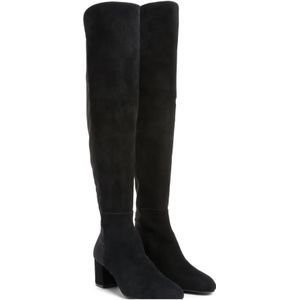 Stuart Weitzman, Schoenen, Dames, Zwart, 42 EU, Suède, Yuliana Suède Overknee Laars