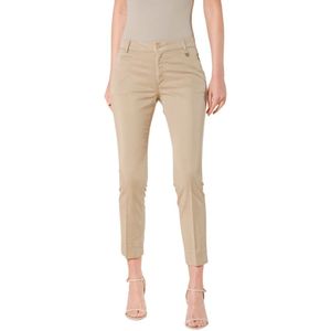 Mason's, Curvy Capri Chino Broek in Stretch Tencel Beige, Dames, Maat:L