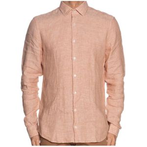 Calvin Klein, Overhemden, Heren, Roze, M, Linnen, Casual Shirts