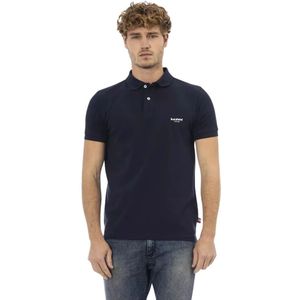 Baldinini, Tops, Heren, Blauw, 4Xl, Katoen, Blauw Geborduurd Katoenen Poloshirt