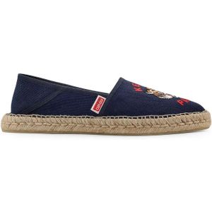 Kenzo, Schoenen, Heren, Blauw, 43 EU, Canvas Espadrilles met Geborduurd Tijgerlogo