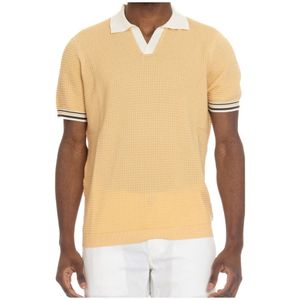 Drumohr, Tops, Heren, Geel, L, Gele Contrast Polo Shirt 3D Wafel