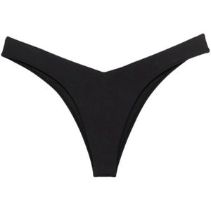 Frankies Bikinis, Zwart V-Silhouet Hoog Gesneden Strandkleding Zwart, Dames, Maat:L