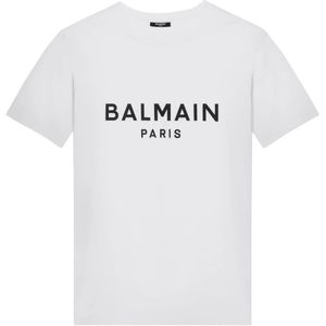 Balmain, Tops, Heren, Wit, M, Korte Mouw Ronde Hals T-shirt