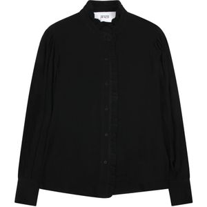 Silvian Heach, Blouses & Shirts, Dames, Zwart, L, Polyester, Gerimpelde Koreaanse Kraag Shirt