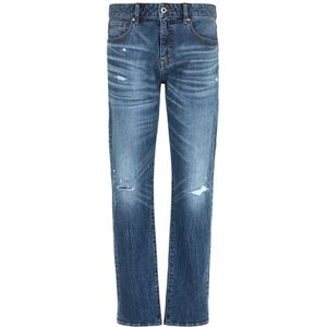 Armani Exchange, Indigo Denim Jeans 5 Zakken Stijl Blauw, Heren, Maat:W28