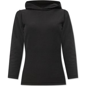 Balenciaga, Sweatshirts & Hoodies, Dames, Zwart, M, Katoen, Logo-gepatchte hoodie