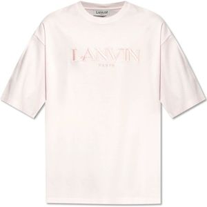 Lanvin, Tops, Heren, Roze, M, Katoen, T-shirt met logo