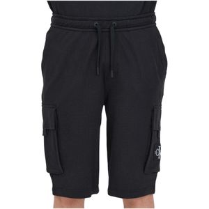 Calvin Klein Jeans, Korte broeken, Heren, Zwart, S, Katoen, Zwarte Bermuda Shorts met Cargo Zakken
