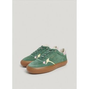 Pepe Jeans, Schoenen, Dames, Groen, 37 EU, Suède, Retro Suède Sneakers