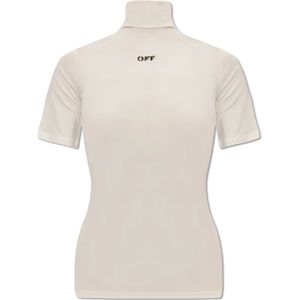Off White, Blouses & Shirts, Dames, Beige, 3Xs, Top met logo