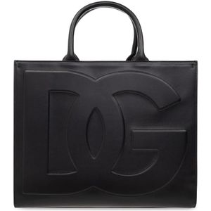 Dolce & Gabbana, Tassen, Dames, Zwart, ONE Size, Leer, DG Dagelijkse shopper tas
