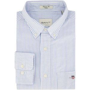 Gant, Overhemden, Heren, Blauw, 2Xl, Katoen, Lichtblauw Wit Gestreept Button-Down Overhemd