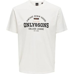 Only & Sons, Tops, Heren, Wit, S, Katoen, Casual Katoenen T-Shirt