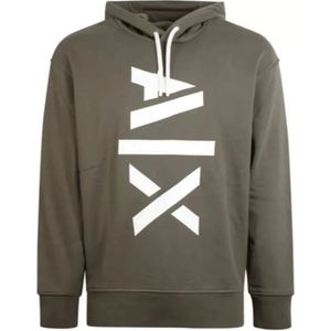 Armani Exchange, Sweatshirts & Hoodies, Heren, Groen, M, Katoen, Nieuwe AX Hoodie in Khaki