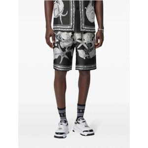 Versace, Korte broeken, Heren, Zwart, S, Barocco Sea Print Zijden Shorts