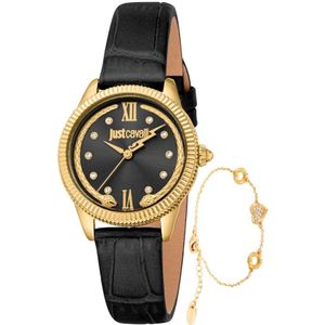 Just Cavalli, Accessoires, Dames, Zwart, ONE Size, Analoge Quartz Roestvrijstalen Horloge